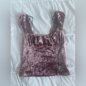 Velvet Y2K style pink crop top